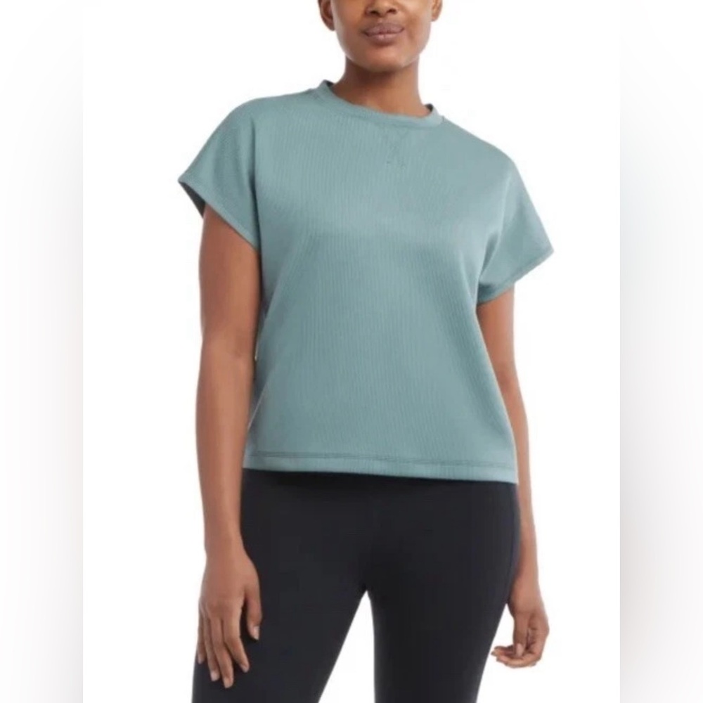 Danskin Women’s Ribbed Tee Easy Fit Teal Green Size Medium